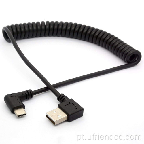 Cabo de extensão USB-C de mola de 90 graus de 90 graus